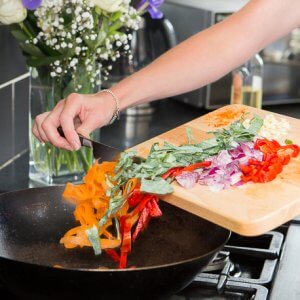 Preparing the vegetable stir fry Amanda Morris Nutrition photos by Rebecca Fennell Photography